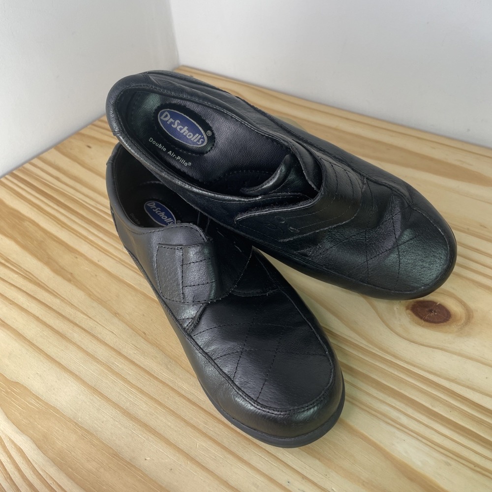 Dr. Scholl's Double Air Pillo Black Leather Slip On Quilted Loafer Women Size 7M